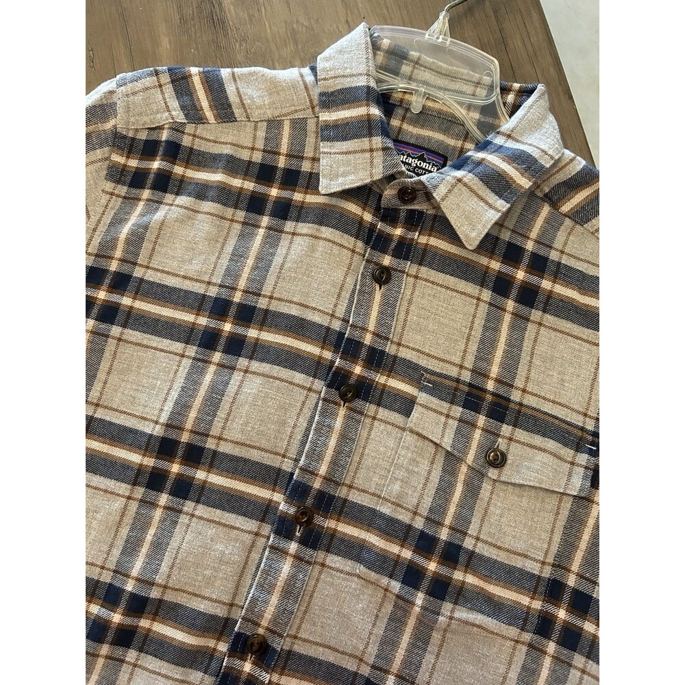 Patagonia Shirt Lightweight Long Sleeve Flannel Grey Plaid Cotton Size XS